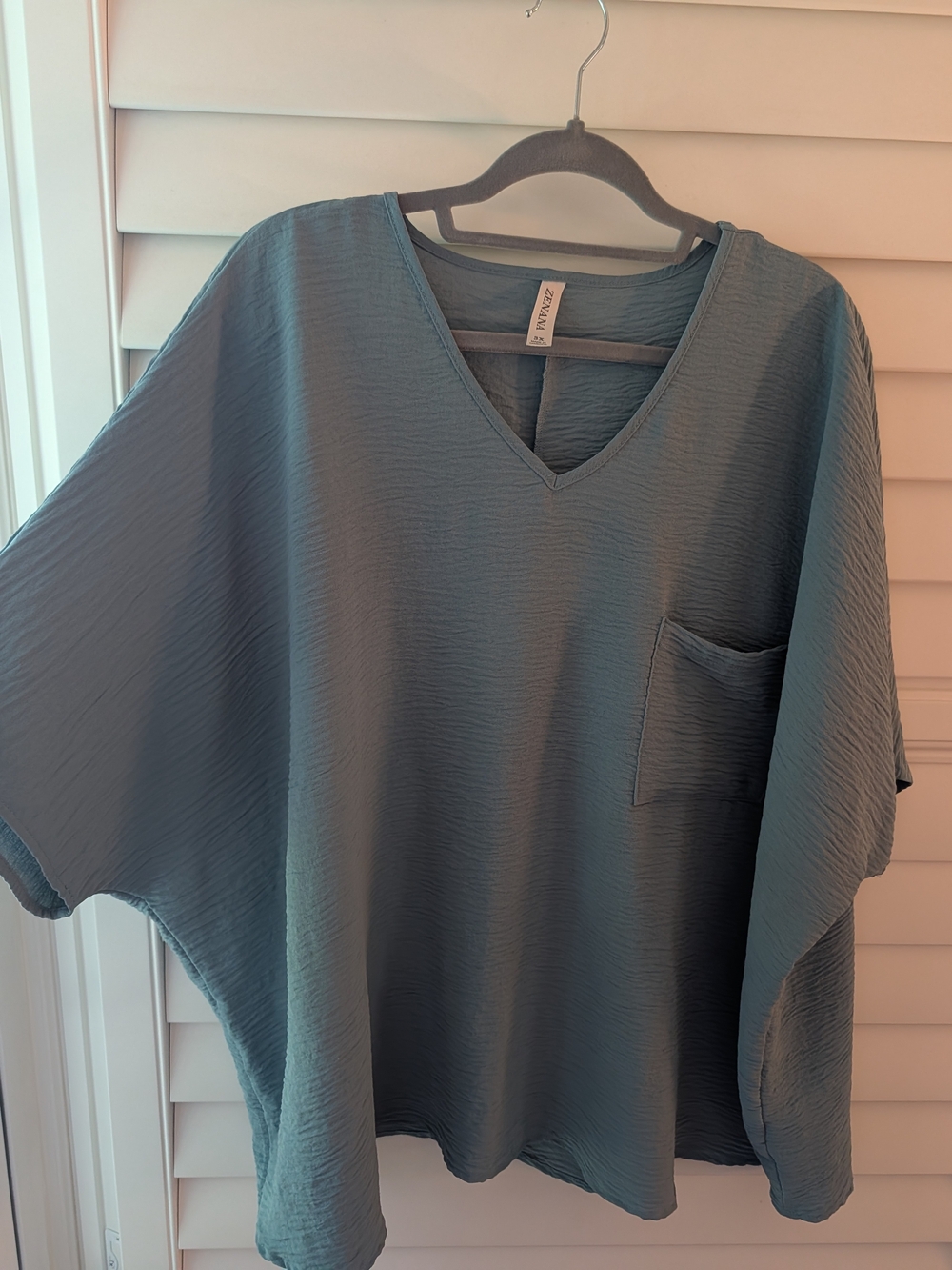 Zara Teal V-Neck Pocket Tunic